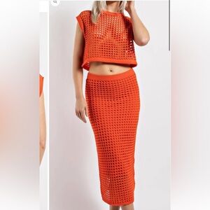 Bobbles & Lace 2 Piece Sweater Skirt Set, Size M.